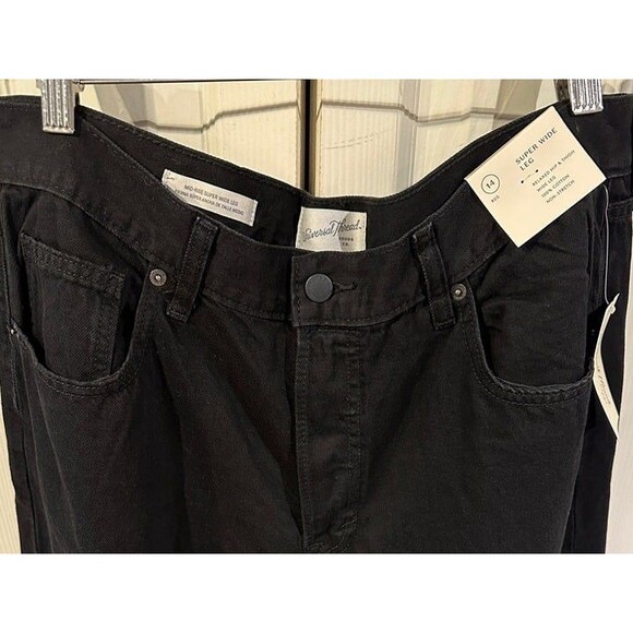 NWT Universal Thread Black Mid Rise Super Wide Leg Jeans Rigid Nonstretch 14 - Picture 9 of 11